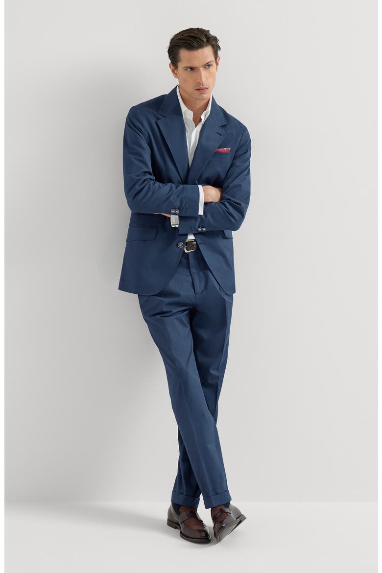 Comfort Cotton And Cashmere Gabardine Deconstructed Cavallo Blazer With Metal Buttons, Alternate, color, Cobalt