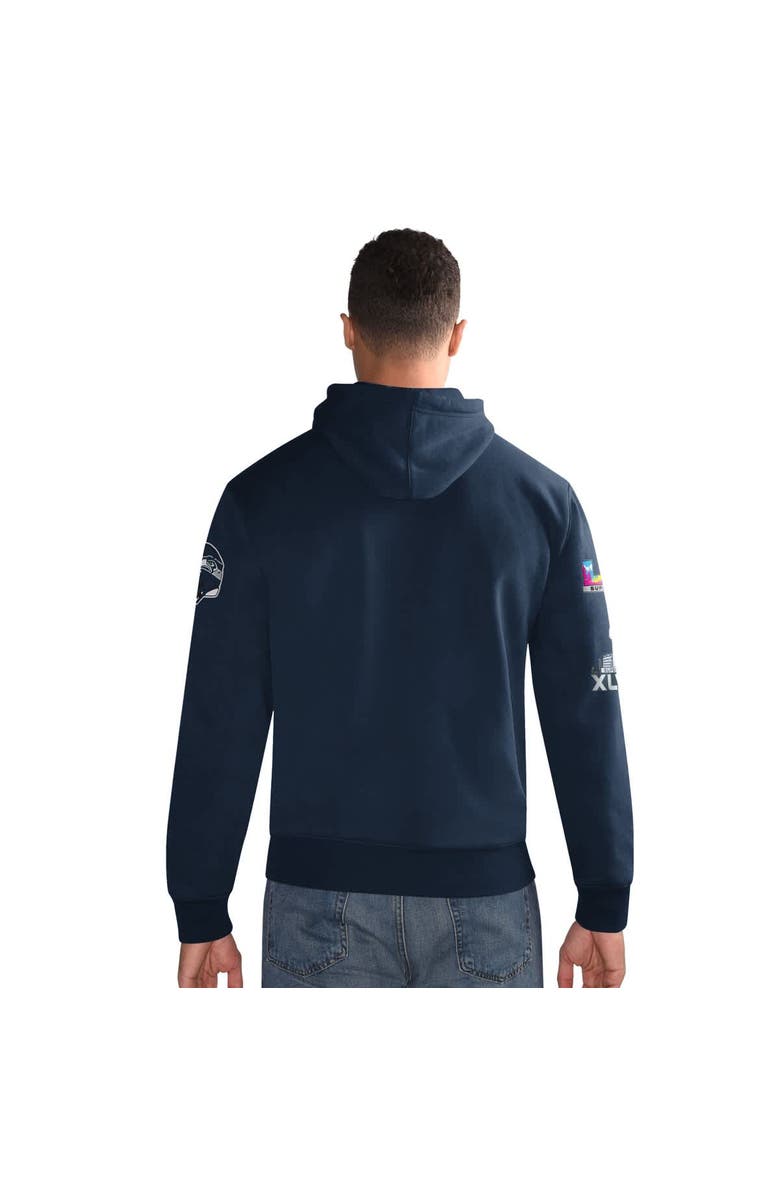 STARTER Men's Starter College Navy Seattle Seahawks Two-Time Super Bowl Champions Classic Fleece Hoodie, Alternate, color, College Navy