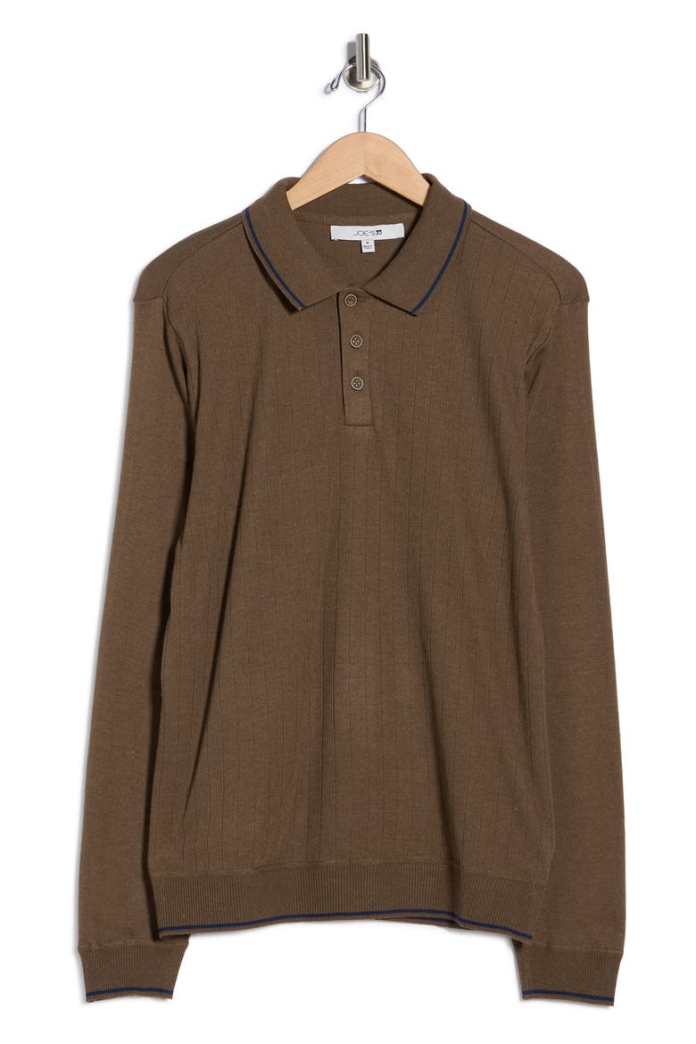 Rib Polo Sweater, Alternate, color, COFFEE