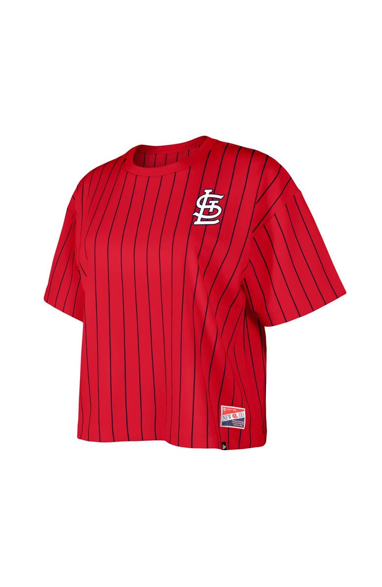 New Era Women's New Era Red St. Louis Cardinals Boxy Pinstripe T-Shirt, Alternate, color,