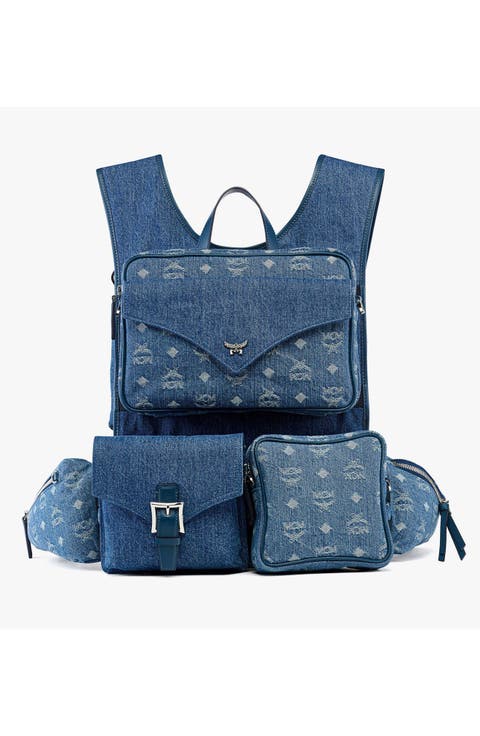 Aren Multi-Backpack in Monogram Denim Jacquard