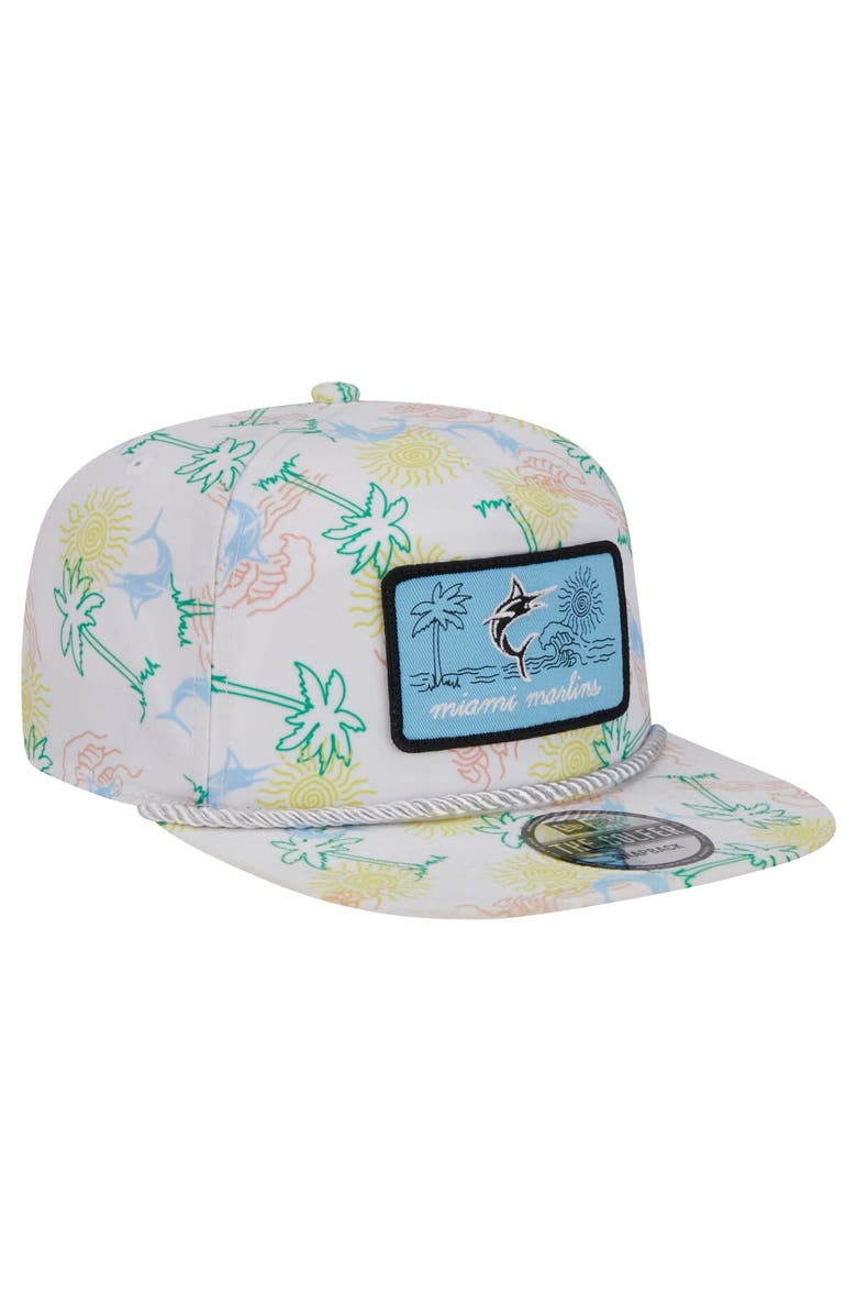 New Era Men's New Era White Miami Marlins Islander Golfer Snapback Hat, Alternate, color, 