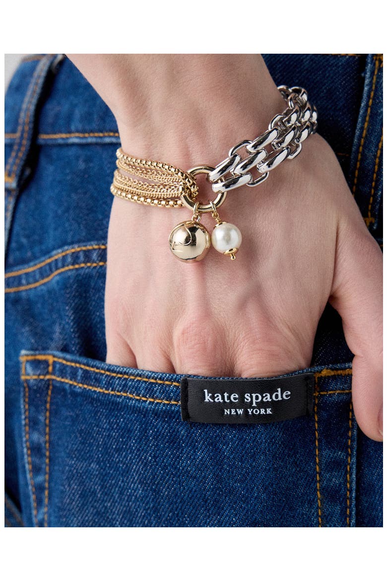 chain reaction two-tone bracelet, Alternate, color, CREAM/ MIXED METAL