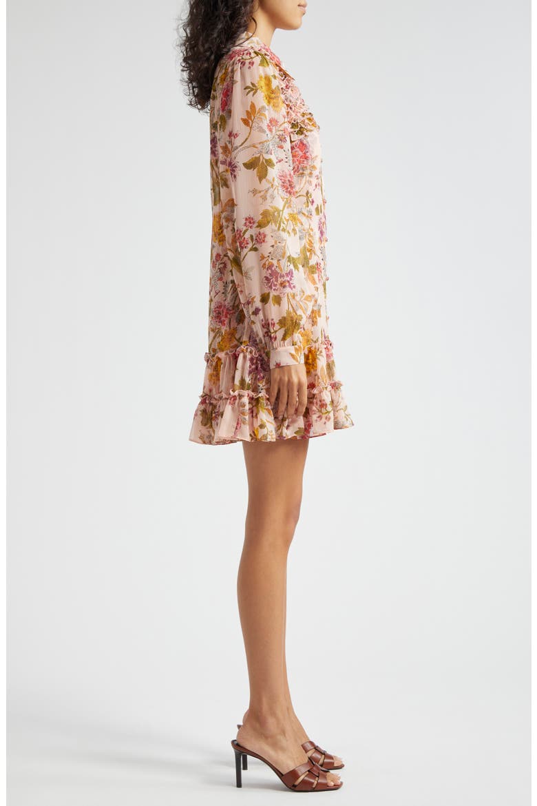 Barnes Floral Long Sleeve Mini Shirtdress, Alternate, color, SOFT PINK MULTI