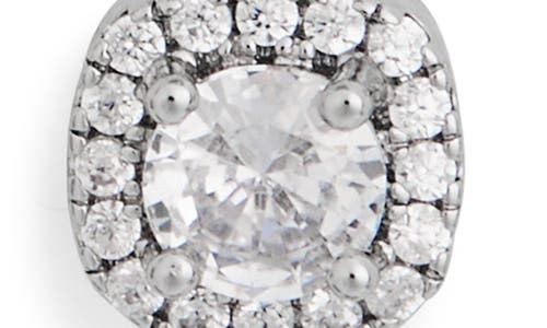 Nordstrom Rack Set Of 5 Cubic Zirconia Square & Halo Stud Earrings In Clear- Silver