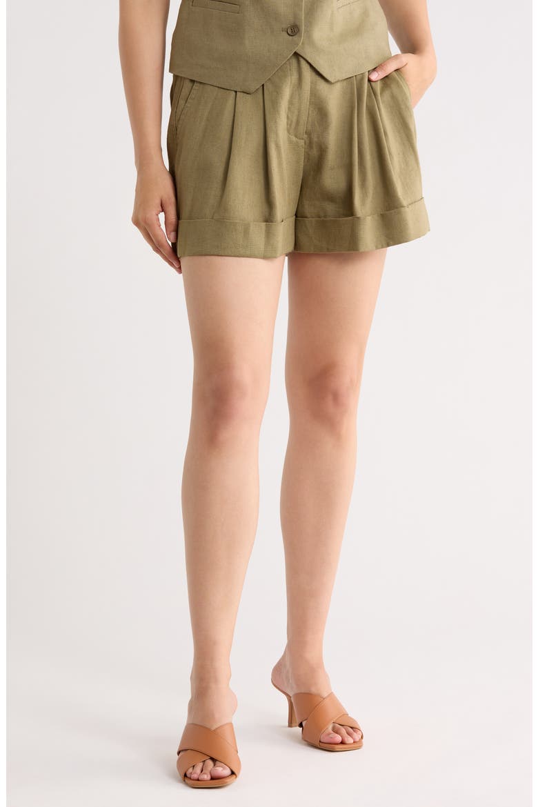 Linen Blend Shorts, Main, color, LIGHT FATIGUE