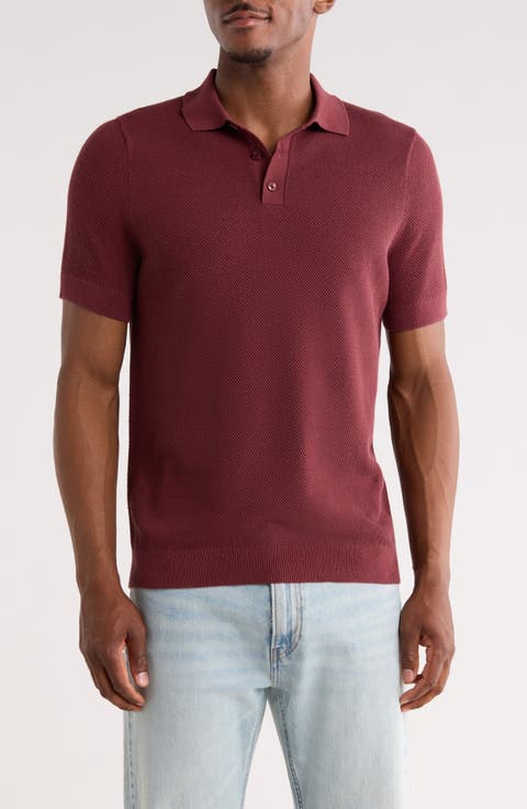 Textured Cotton Polo Sweater