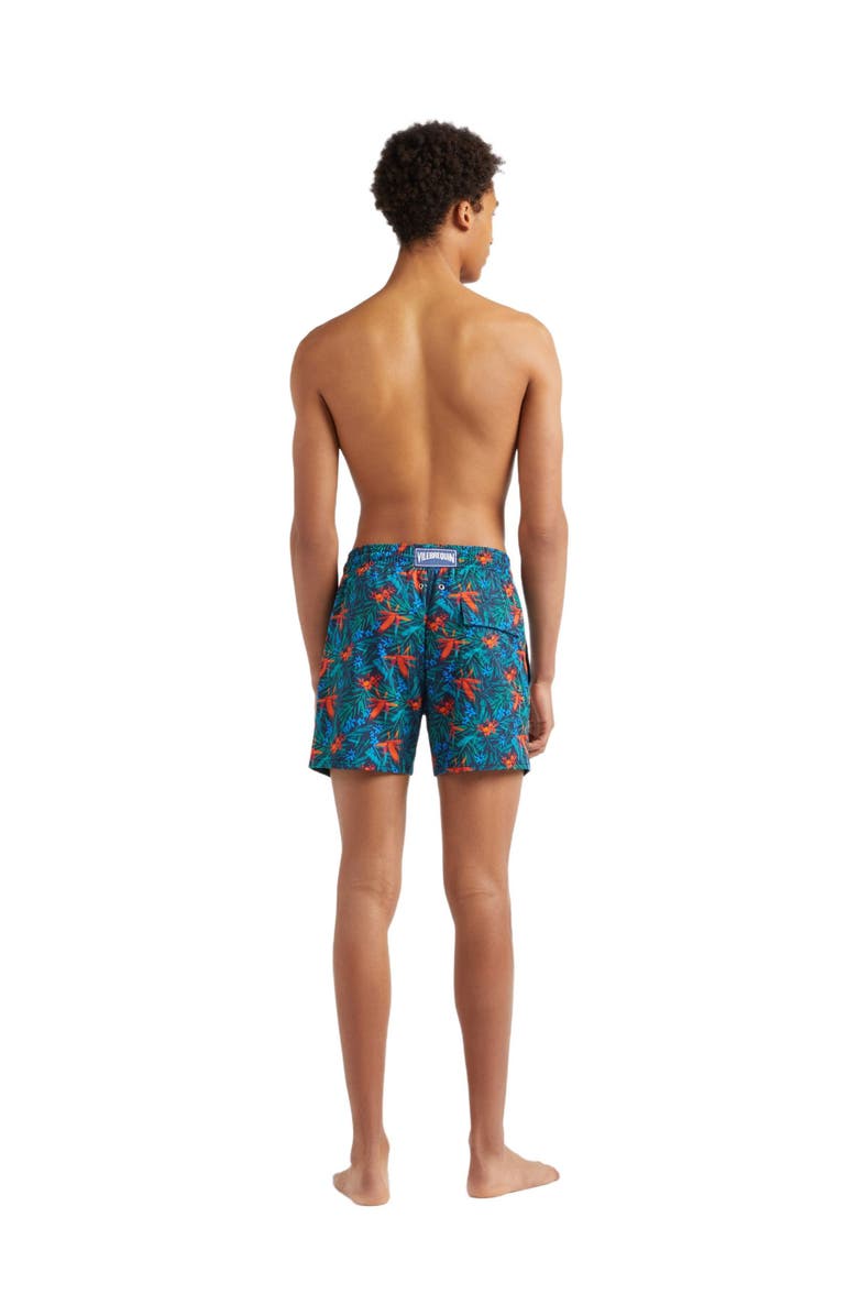 Vilebrequin Men's Tropical Flower Stretch Swim Trunks, Alternate, color, Bleu Marine