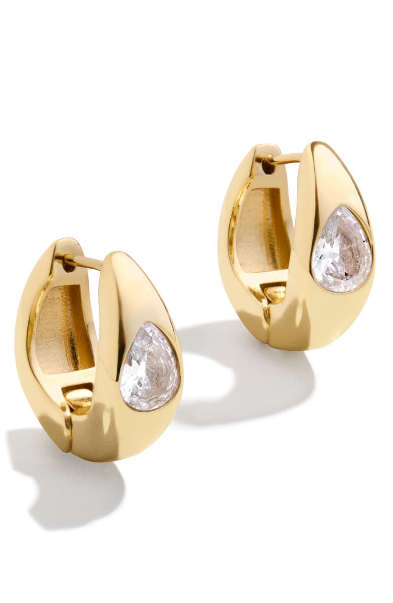 BaubleBar Cubic Zirconia Huggie Earrings, Main, color,