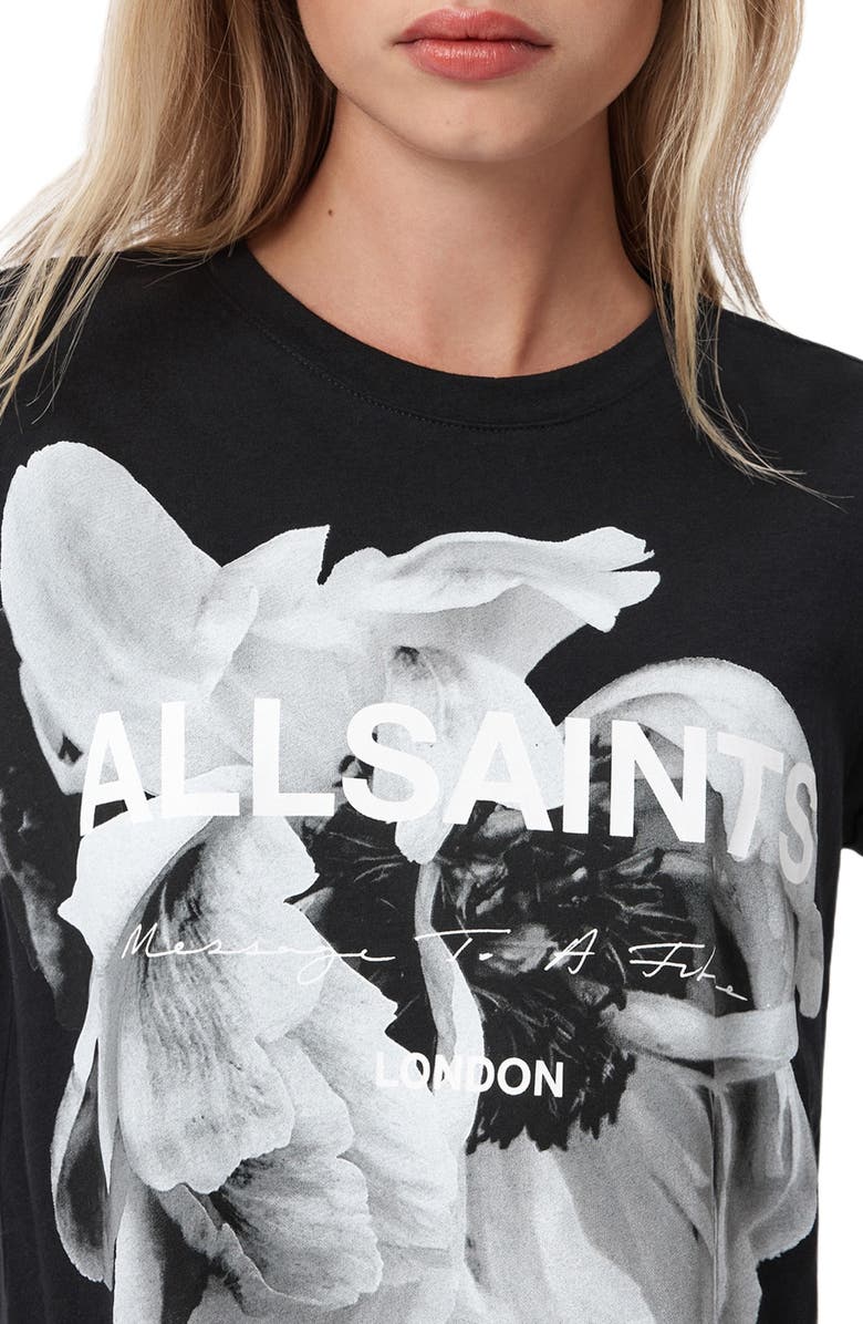 AllSaints Lena Anna Cotton Graphic T-Shirt, Alternate, color, Black