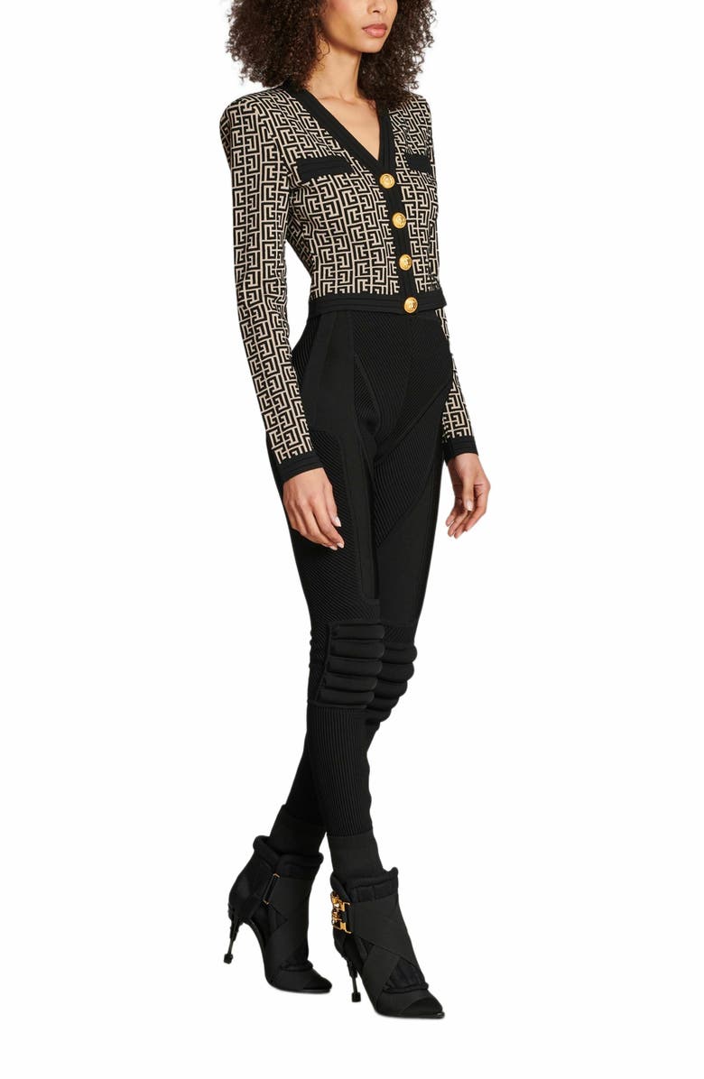 Balmain Monogram Knit Cardigan, Main, color, 