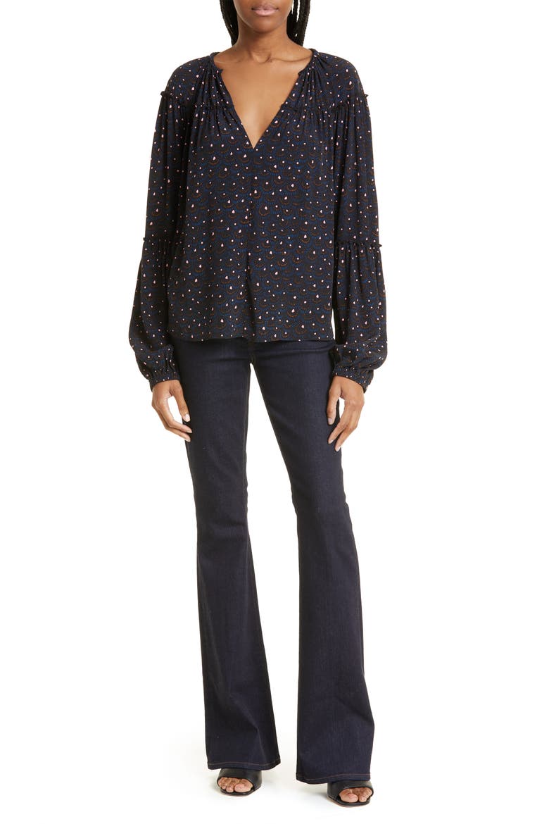 Jenna Abstract Print Top, Alternate, color, BLACK/ BLUE MULTI