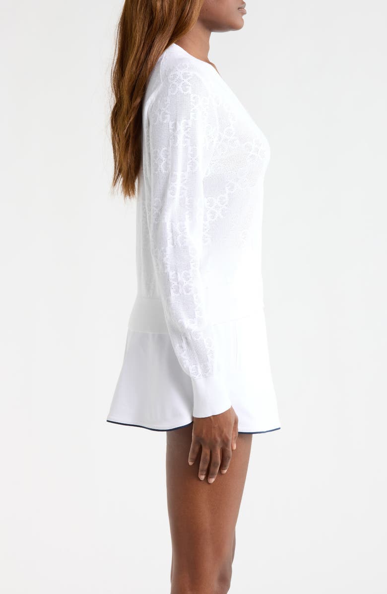 G/FORE Pointelle Knit Button Front Cardigan, Alternate, color, Snow