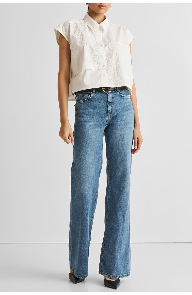 Reistor Embroidered Panel Crop Top, Alternate, color, White