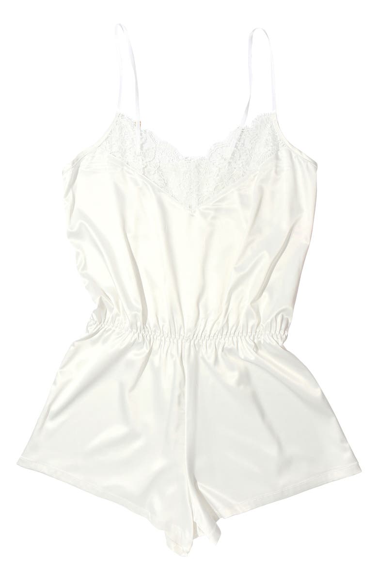 Hanky Panky Happily Ever After Lace & Satin Romper, Alternate, color, 