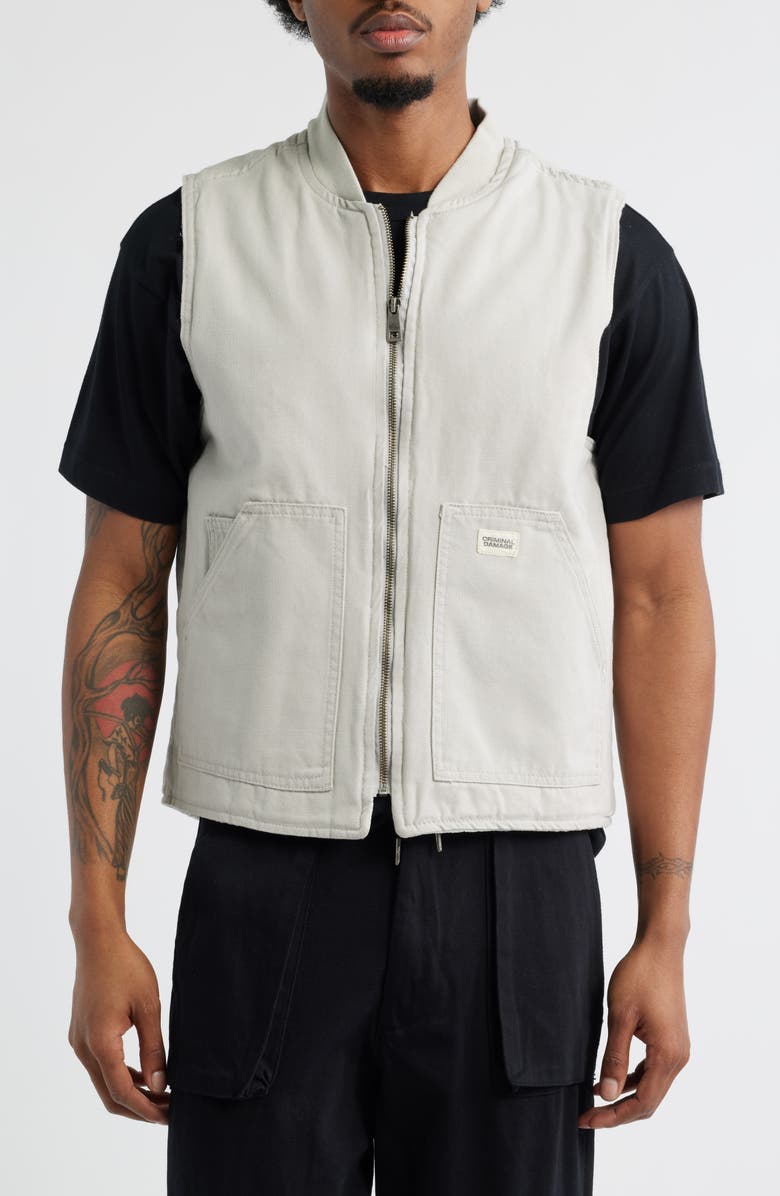 CRIMINAL DAMAGE Cotton Twill Workwear Vest, Alternate, color, Grey