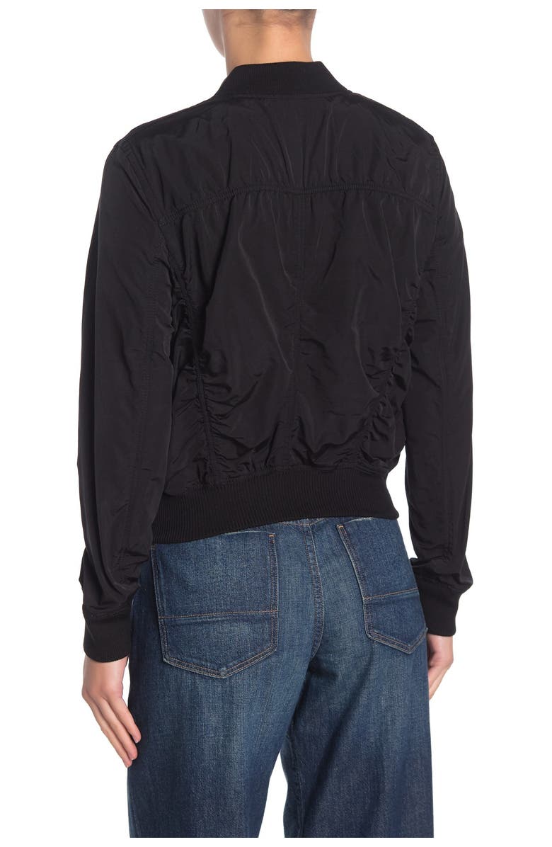 Vince Shrunken Crop Bomber Jacket, Alternate, color, Black