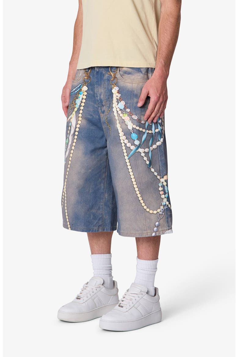 Ultra Baggy Chain Printed Denim Shorts, Alternate, color, LIGHT BLUE