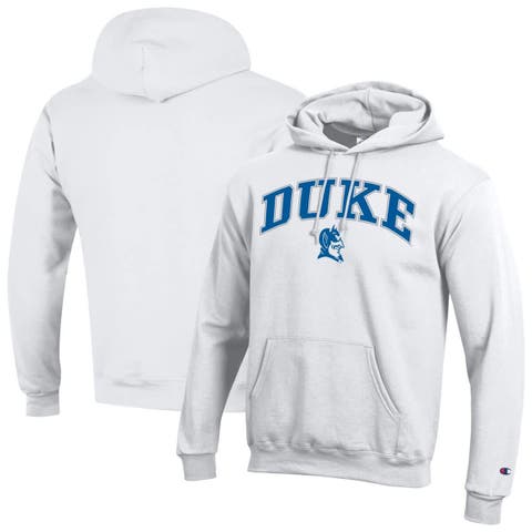 Men's Champion  White Duke Blue Devils Arch Over Logo Pullover Hoodie