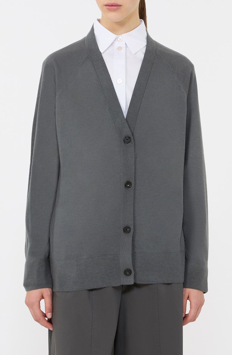 MM by Max Mara Clarino Wool & Cashmere Cardigan, Main, color, Dark Grey