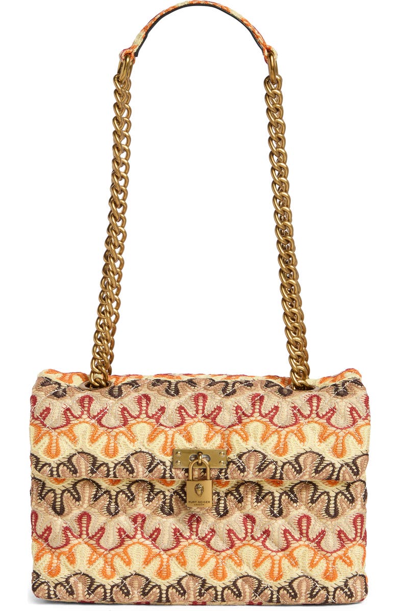 Kurt Geiger London Brixton Embroidered Shoulder Bag, Main, color, Open Beige