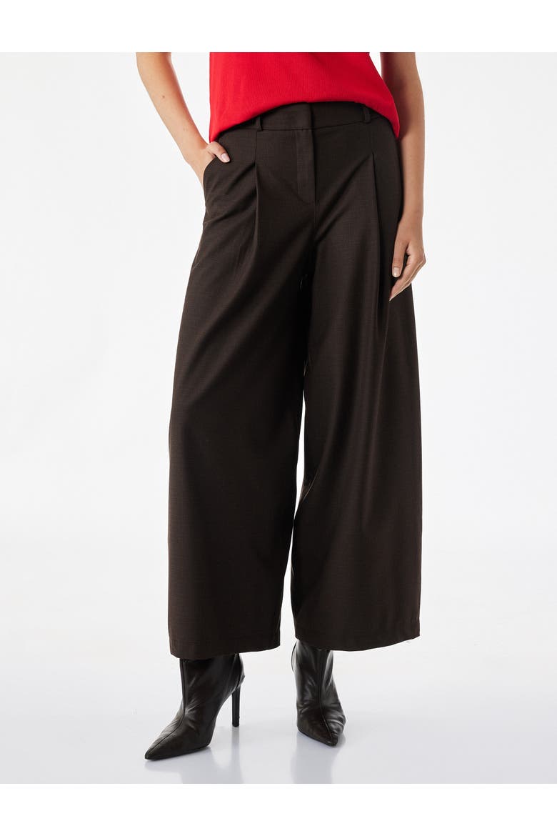 Mid Rise Wide Leg Tailored Trousers, Alternate, color, BROWN