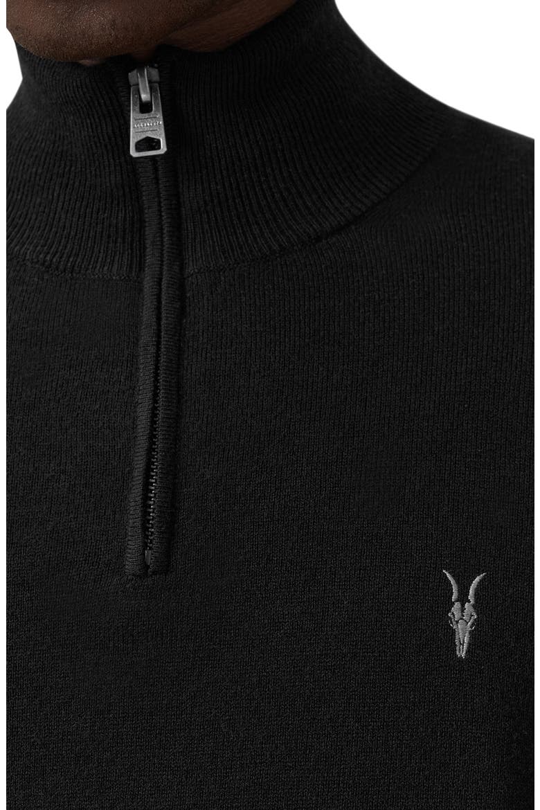 Kilburn Funnel Neck Wool Blend Quarter Zip Sweater, Alternate, color, BLACK