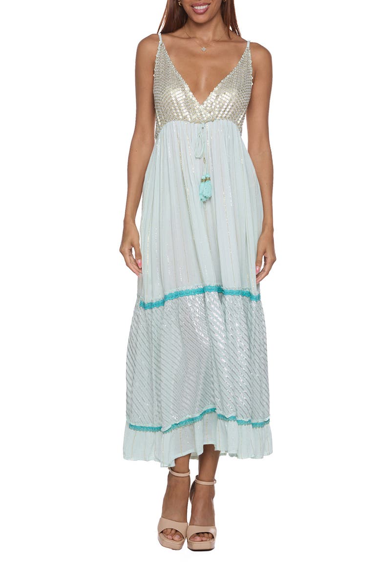 Embellished Maxi Sundress, Main, color, LIGHT GREEN