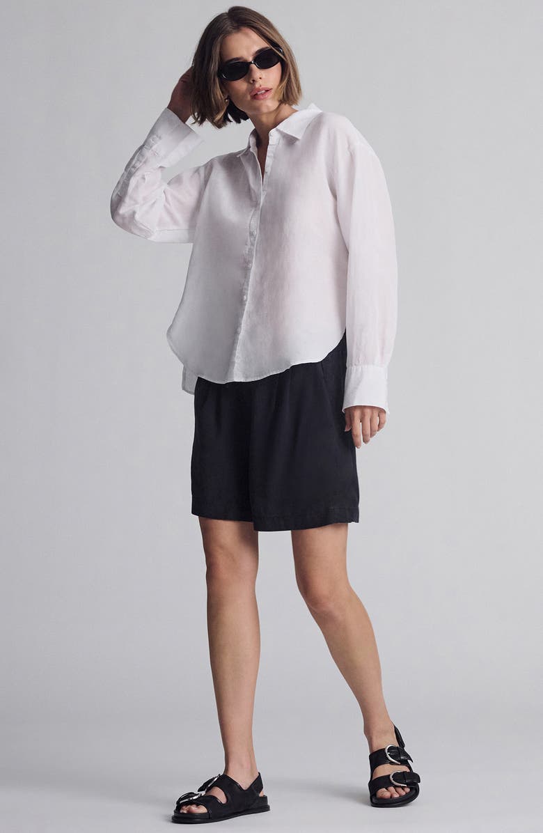 Mavi Jeans Step Hem Button-Up Shirt, Alternate, color, White