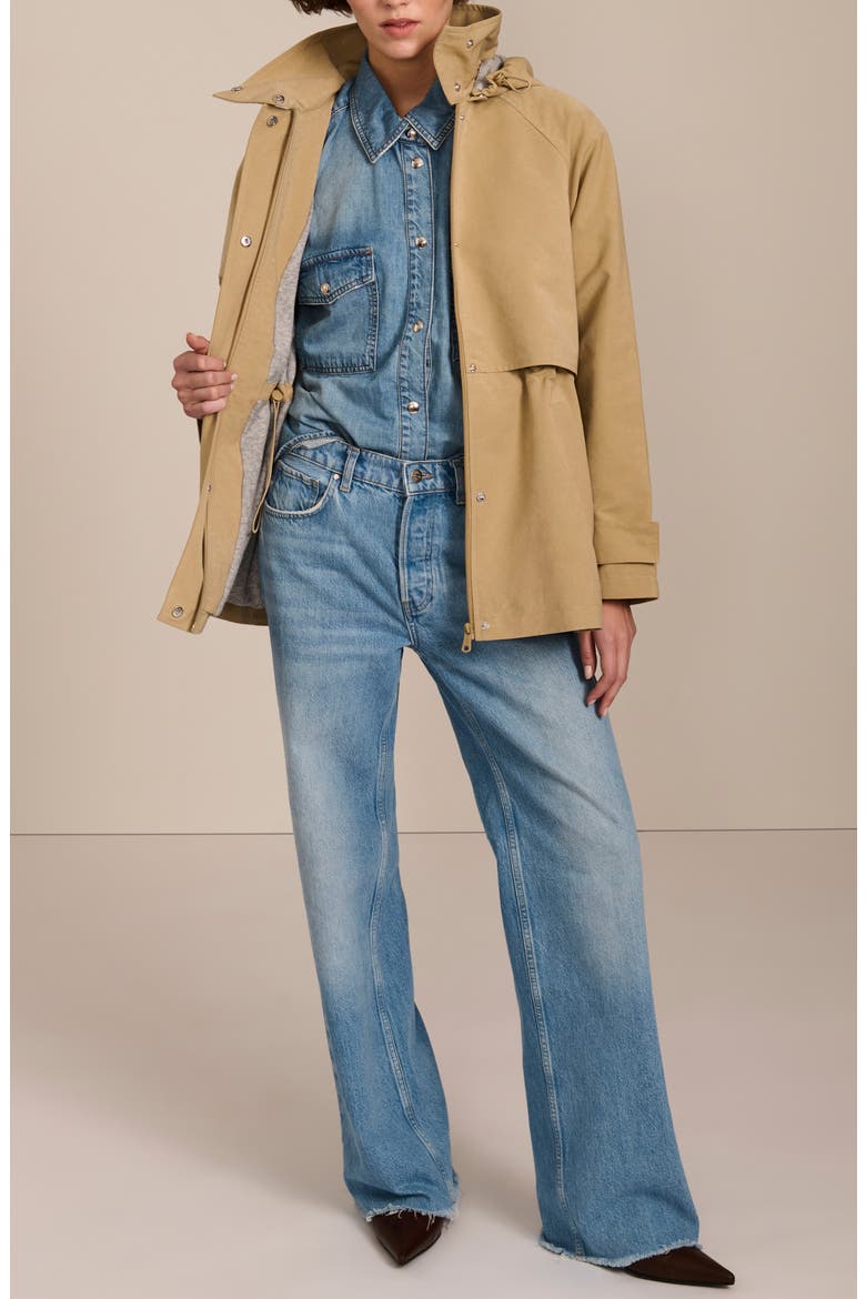 Stand Collar Raincoat, Alternate, color, KHAKI