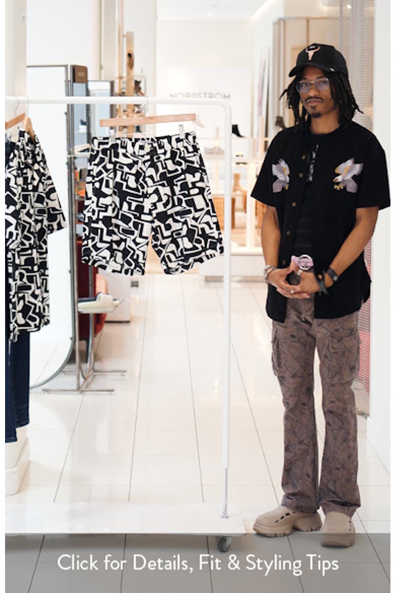 Kurt Squiggle Geo Cotton & Linen Shorts video