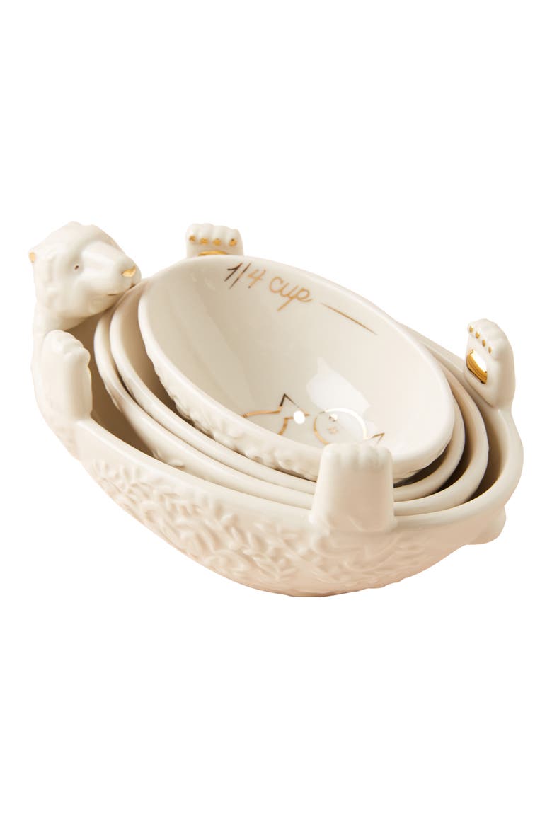 Anthropologie Set of 4 Polar Bear Stoneware Measuring Cups, Alternate, color, WHITE