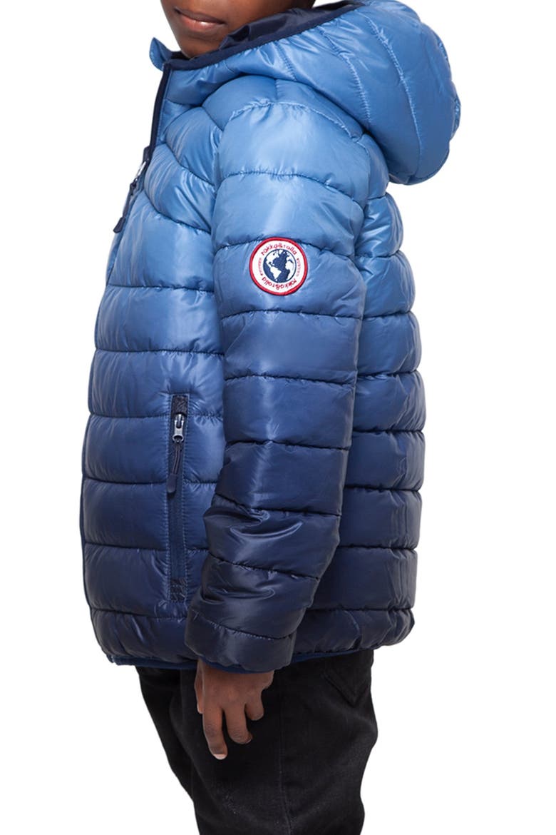 Kids' Reversible Puffer Jacket, Alternate, color, Navy peony