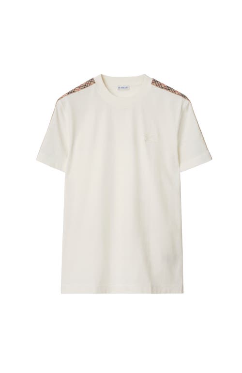 Burberry T-shirt With Check Details In Chalk