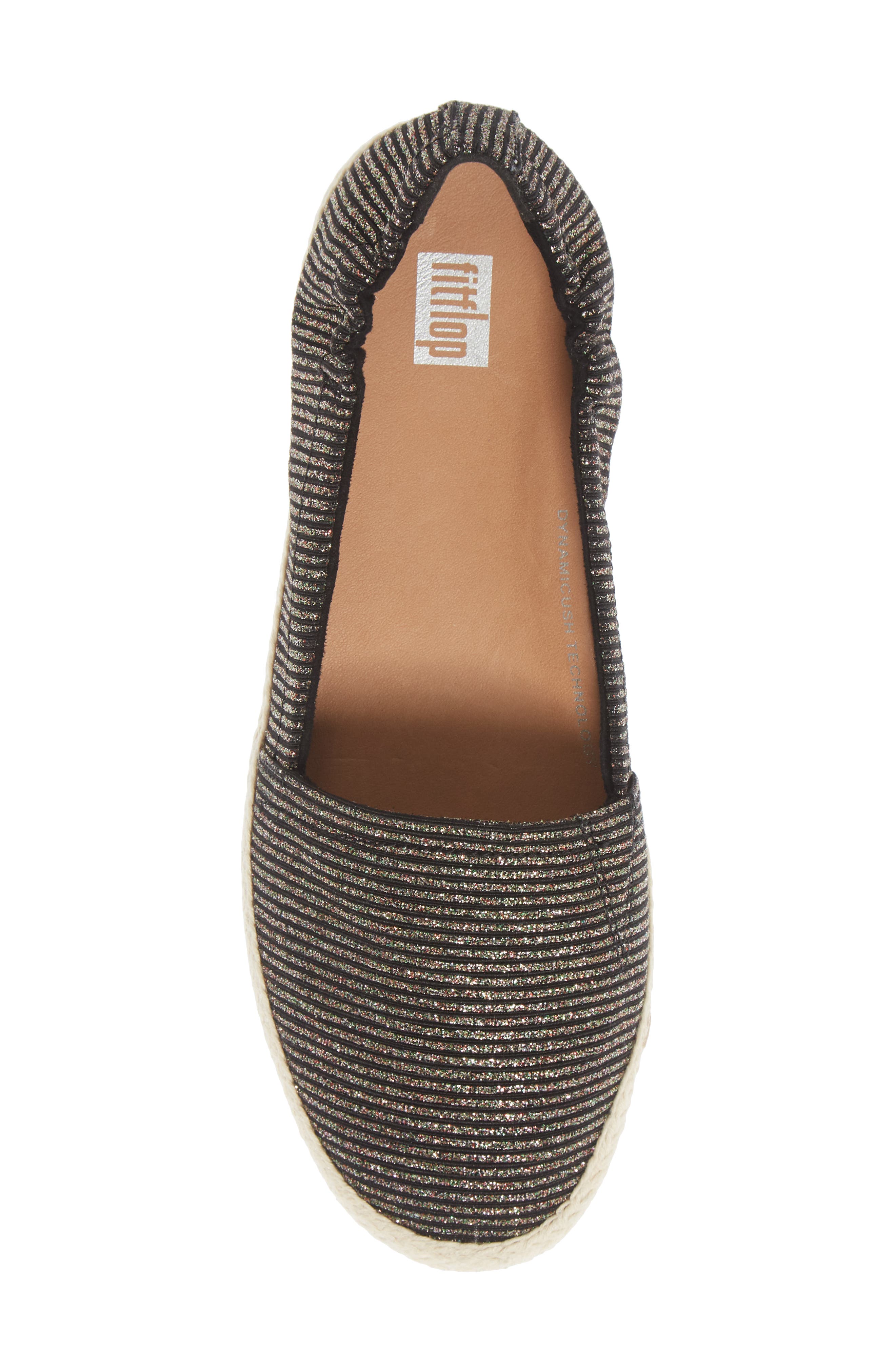Siren Espadrille Flat, Alternate, color, ALL BLACK GLITTER FABRIC