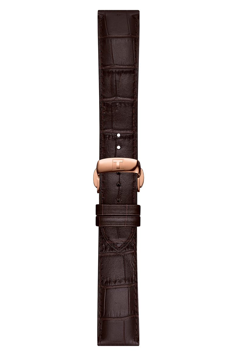 Chemin des Tourelles Powermatic 80 Leather Strap Watch, 39mm, Alternate, color, DARK BROWN