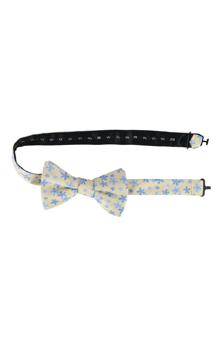 Trafalgar Weldon Floral Silk Novelty Bow Tie, Alternate, color, Yellow And Light Blue