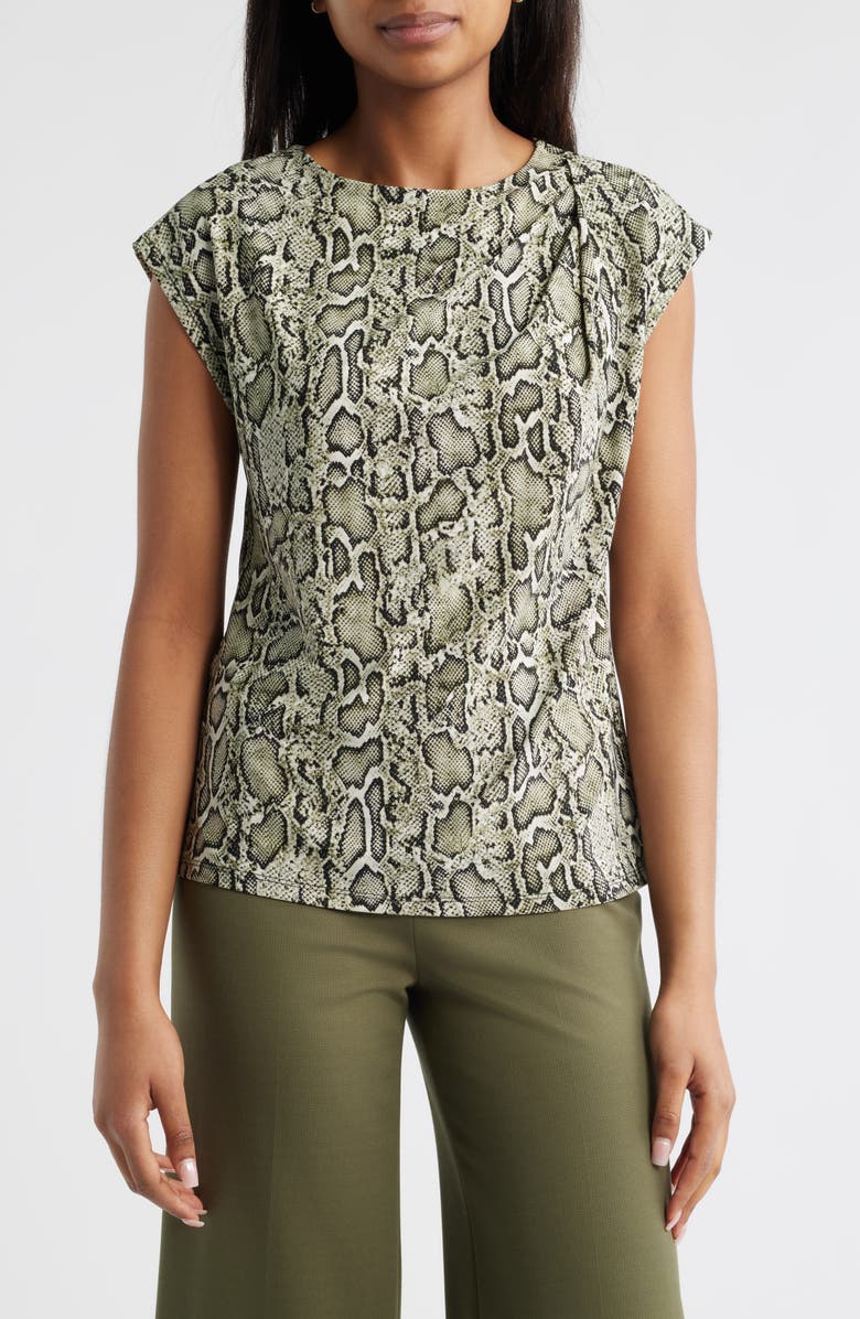 Anne Klein Pleated Cap Sleeve Top, Main, color, 