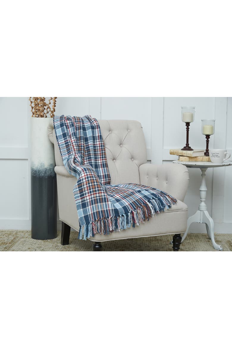 Lawson Lake Plaid 100% Cotton Accent Throw Blanket 50" x 60", Alternate, color, Blue