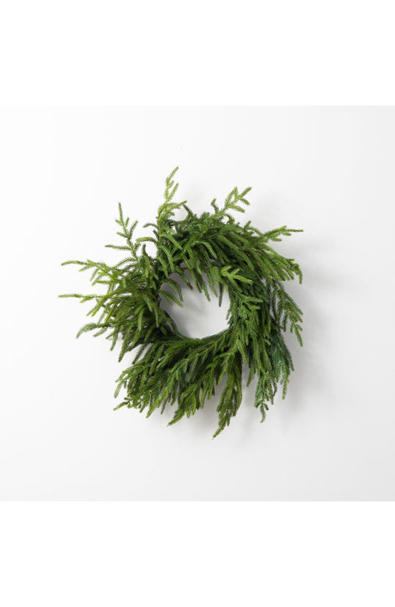 Darby Creek Trading Real Touch Norfolk Pine Front Door Christmas Holiday Winter Wreath, Main, color, Green 16"