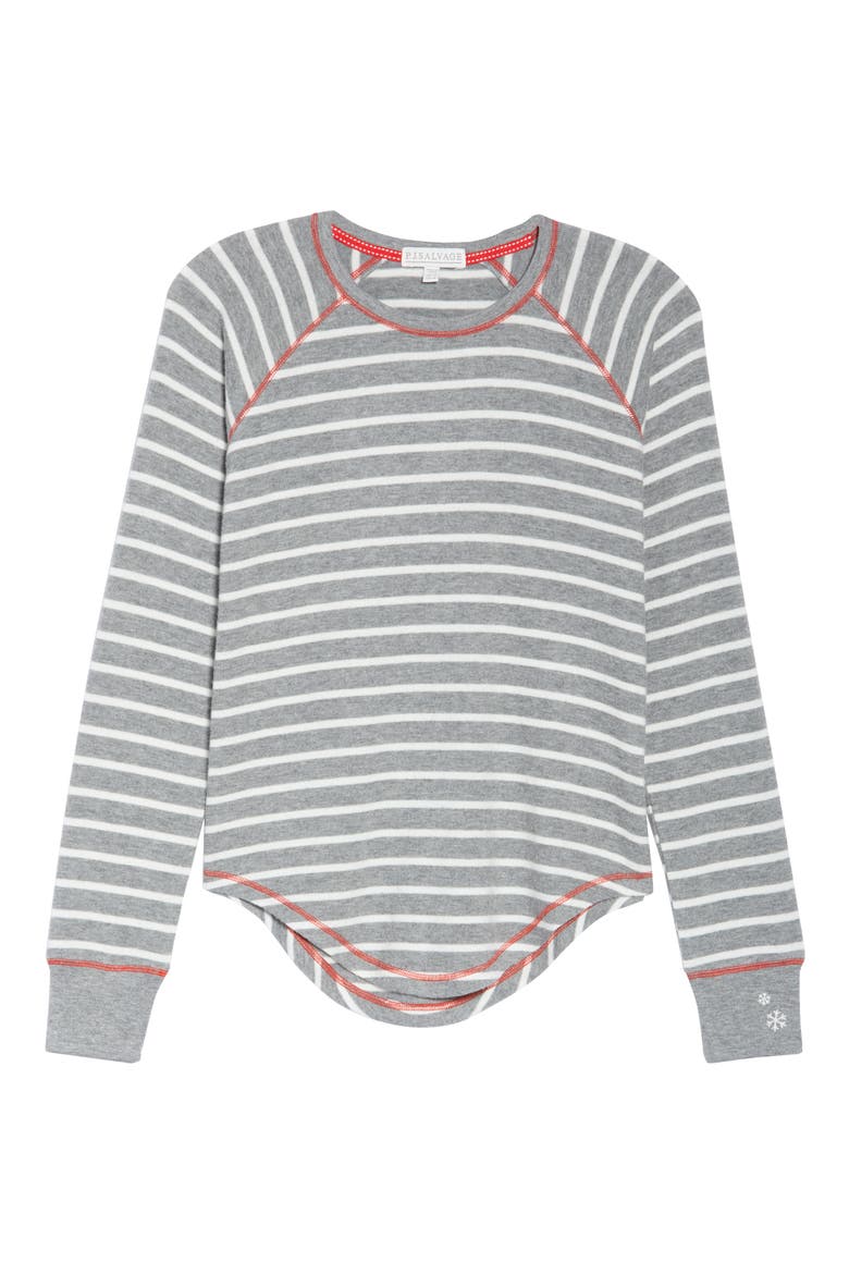 Joyful Stripe Pajama Top, Alternate, color, HEATHER GREY
