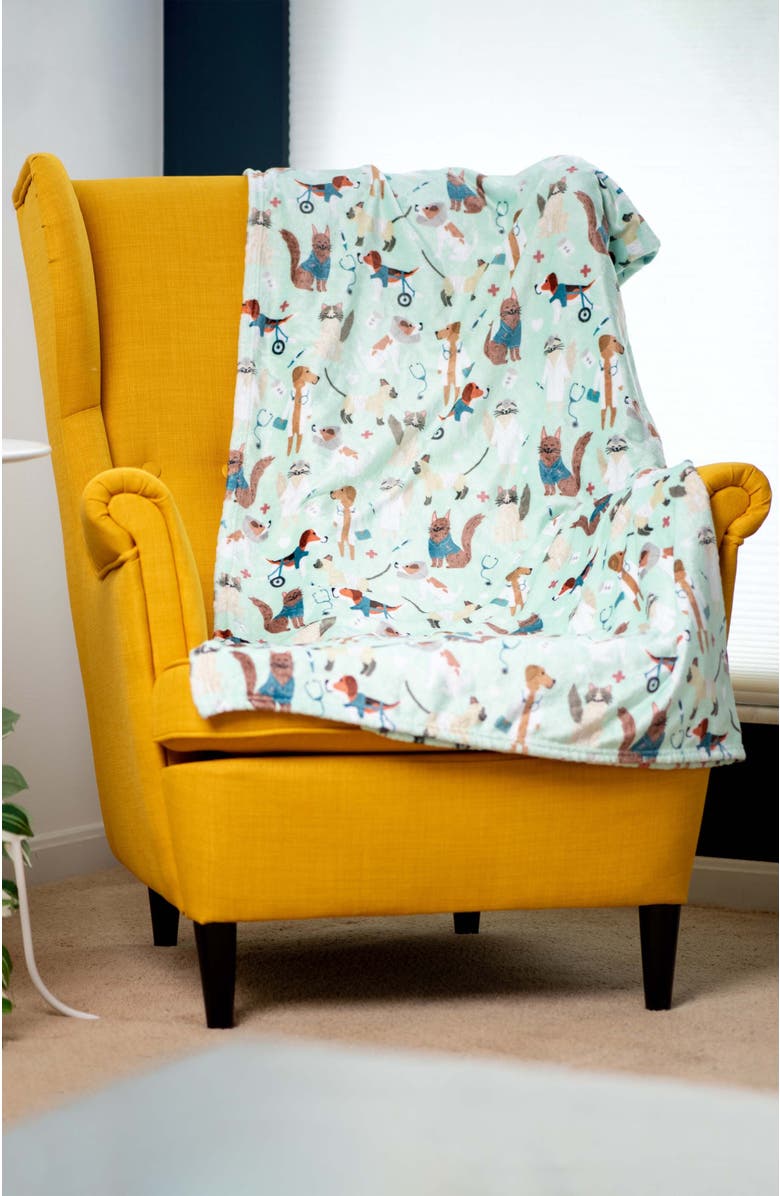 Puppington Pupper Snuggles Throw Blanket, Alternate, color, Seafoam Serenity