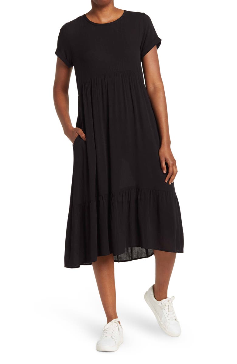 Socialite Short Sleeve Tiered Midi Dress, Main, color,