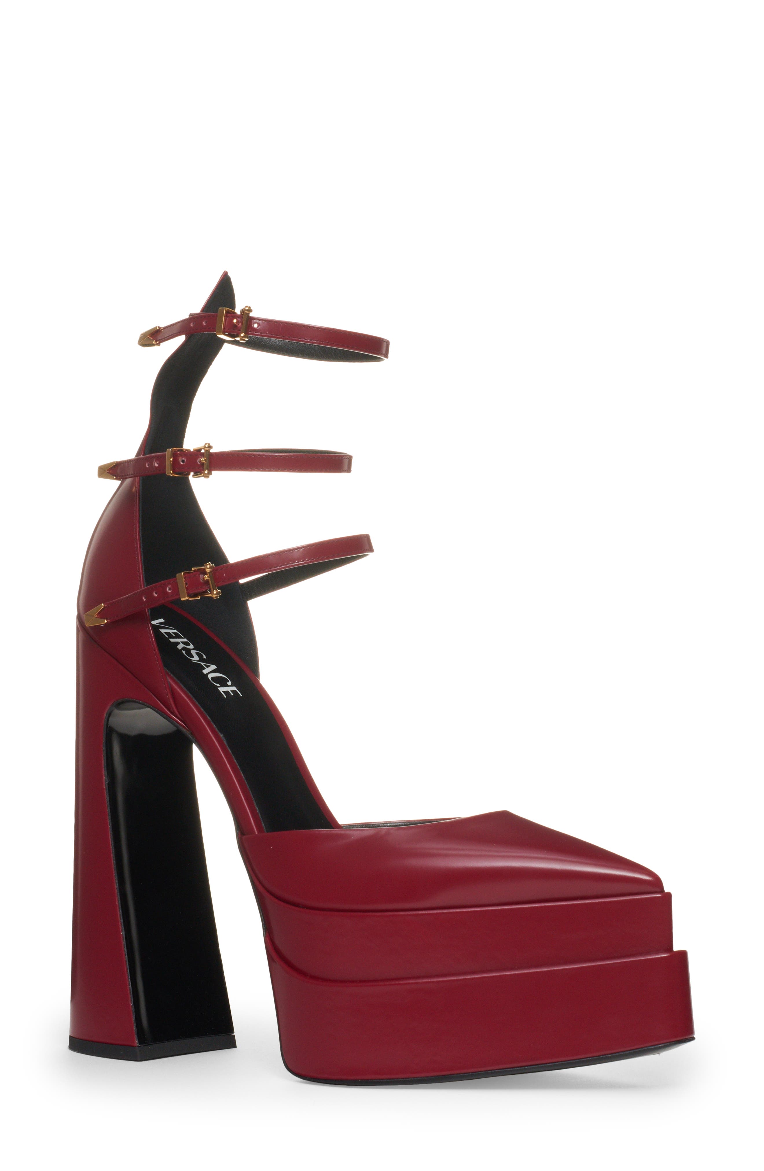 Versace Triple Strap Platform Pump, Main, color, 