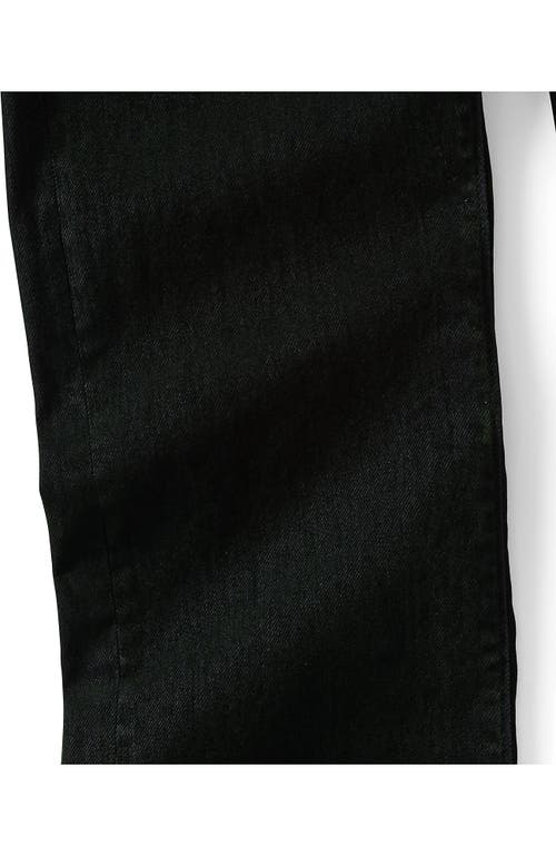 Lands' End Plus Size Flocked Denim Mid Rise Relaxed Straight Leg Cuff Jeans In Black