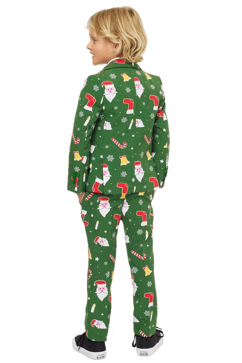 Kids' Santaboss Two-Piece Suit & Tie Set, Alternate, color, GREEN