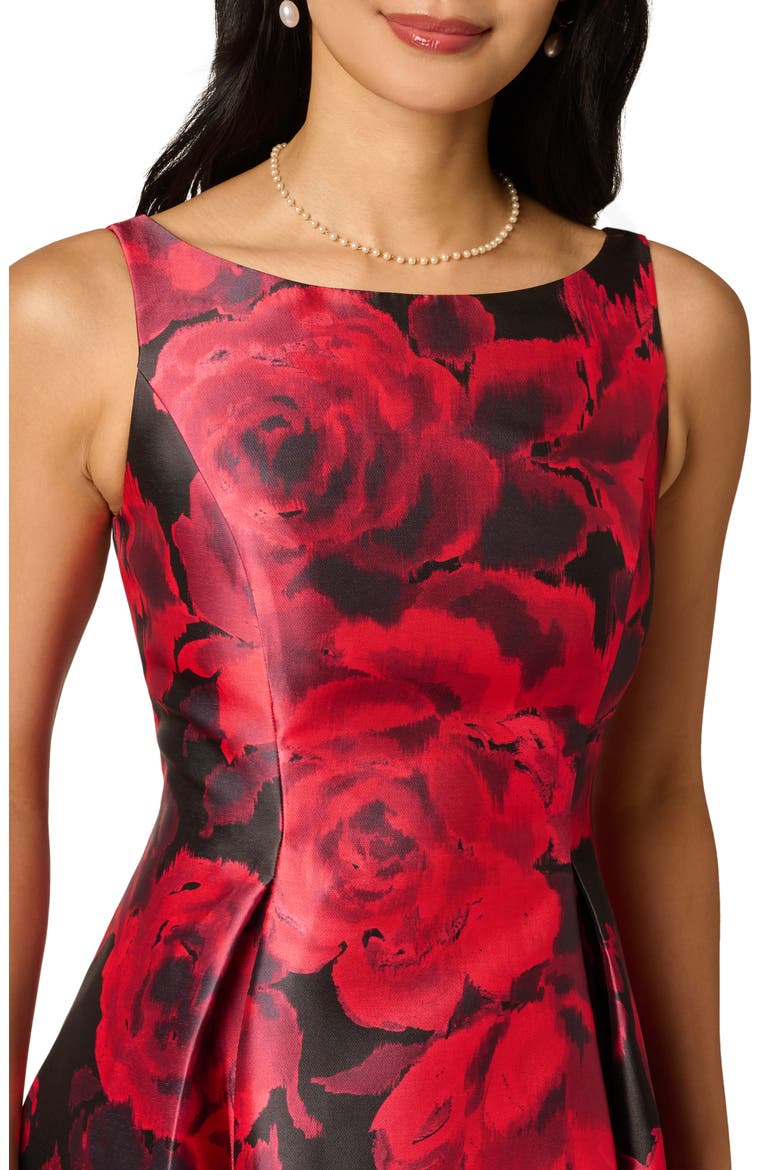 Floral Print Sleeveless Cocktail Dress, Alternate, color, RED BLACK MULTI