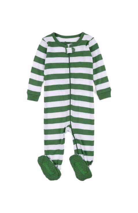 Footed Striped Cotton Matching Family Holiday Pajamas (Baby)