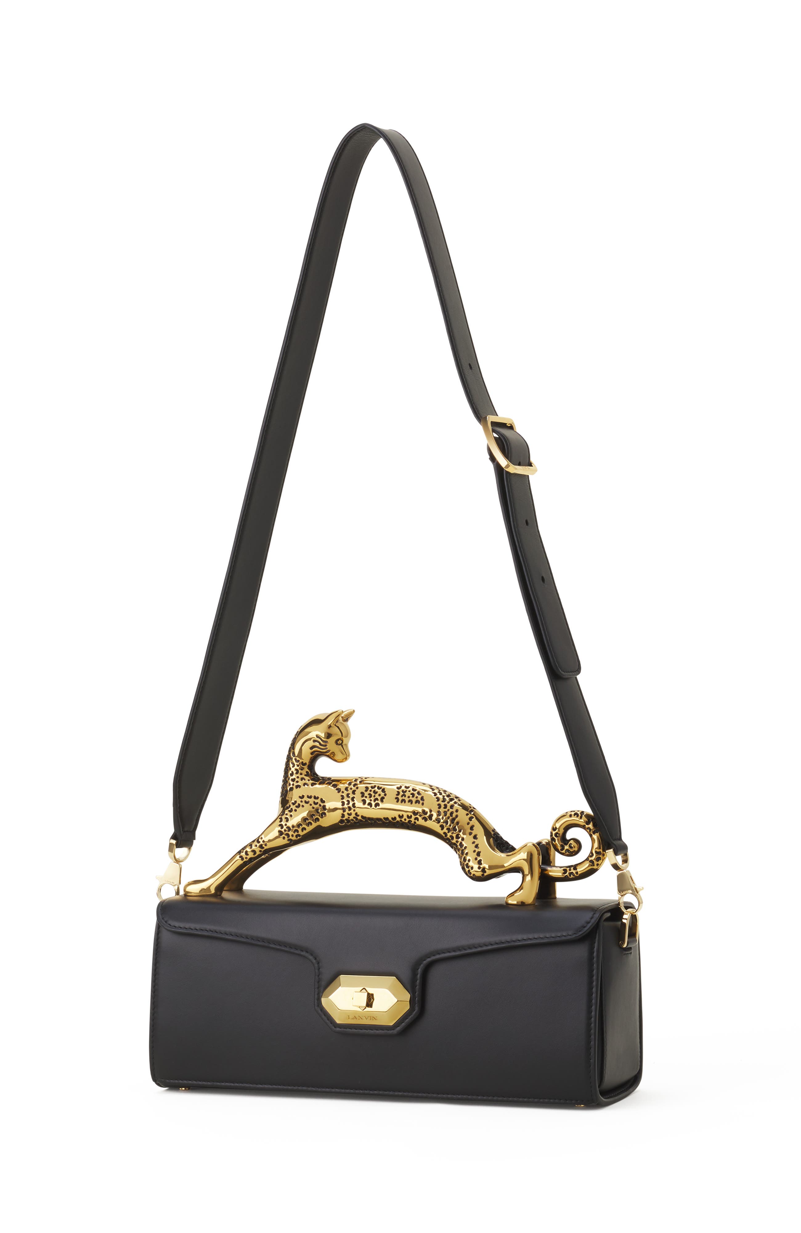 Pencil Cat Bag In Leather, Alternate, color, Black