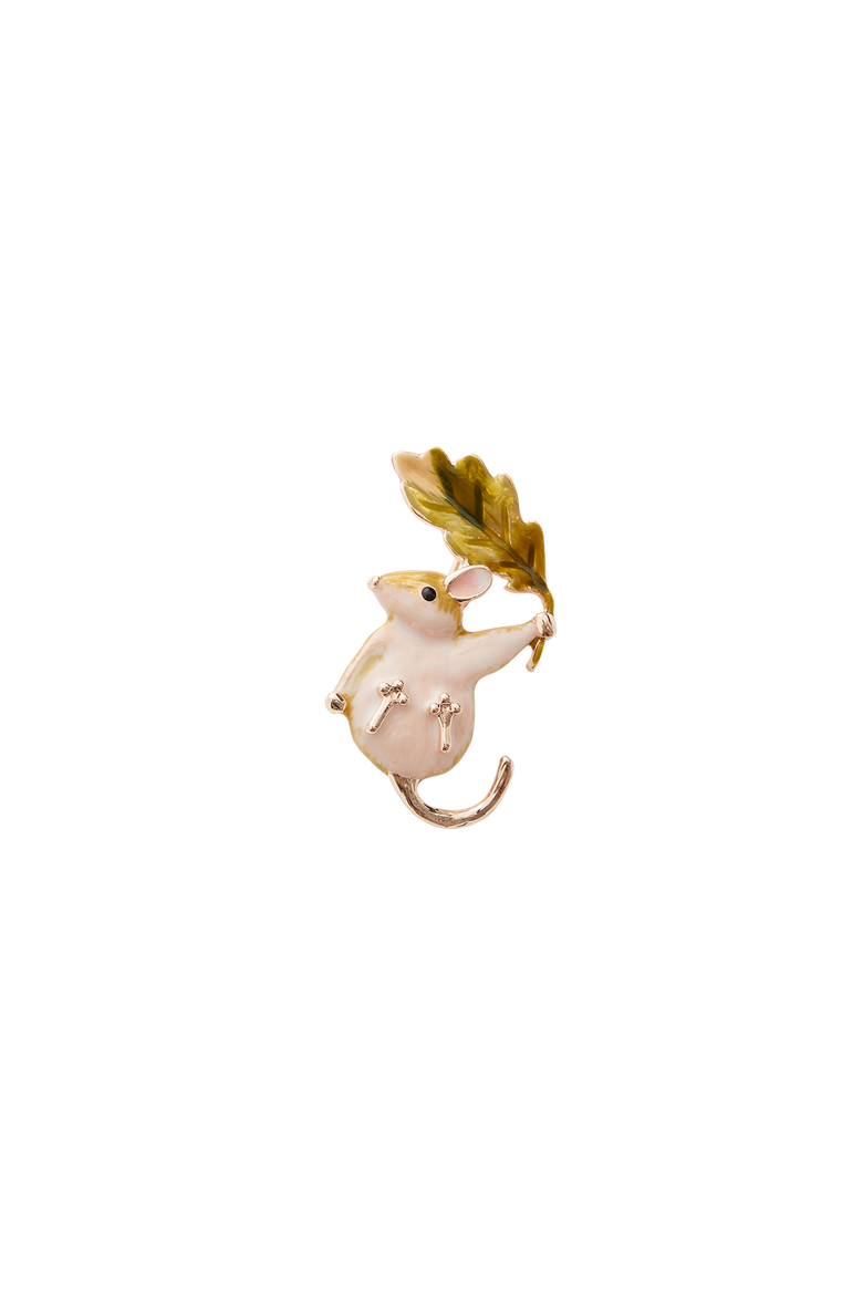 Enamel Dormouse Brooch, Main, color, Multi & Gold